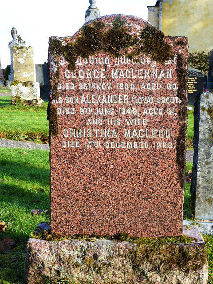 Photo of headstones/George MacLennan died 1933 MI Kilmorack